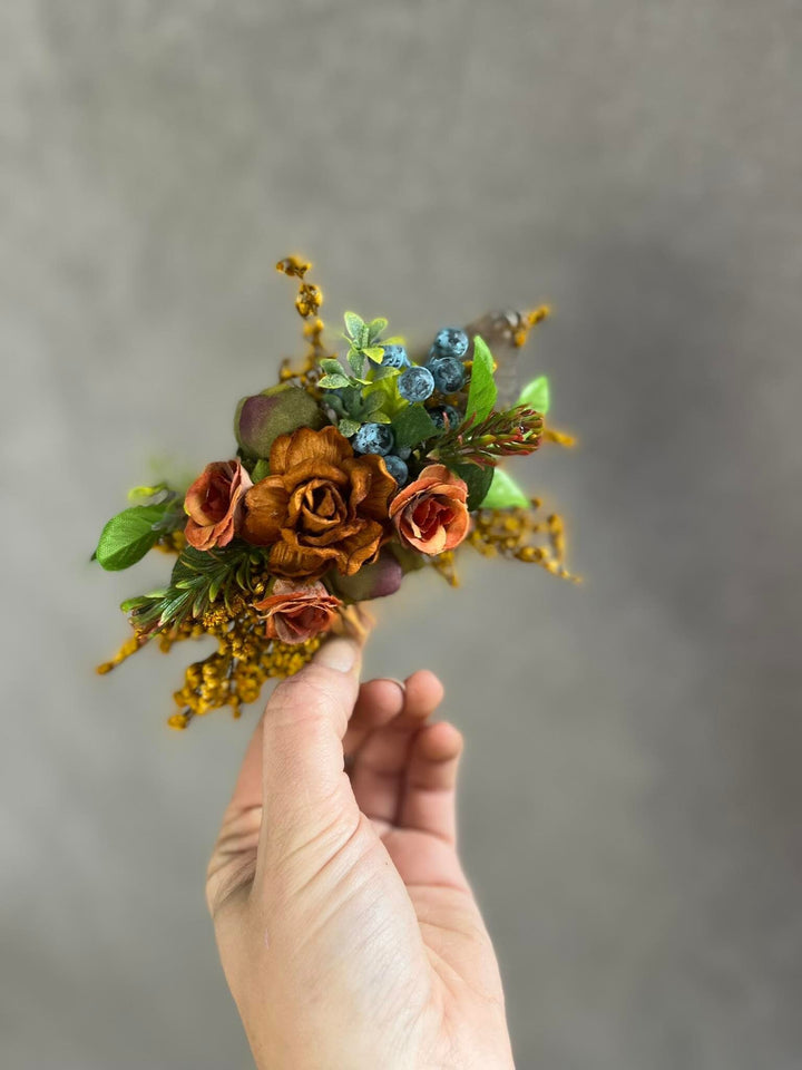 Autumn Flower Hair Comb: Woodland Wedding Bridal Accessory – handmade floral hair accessory by magaela