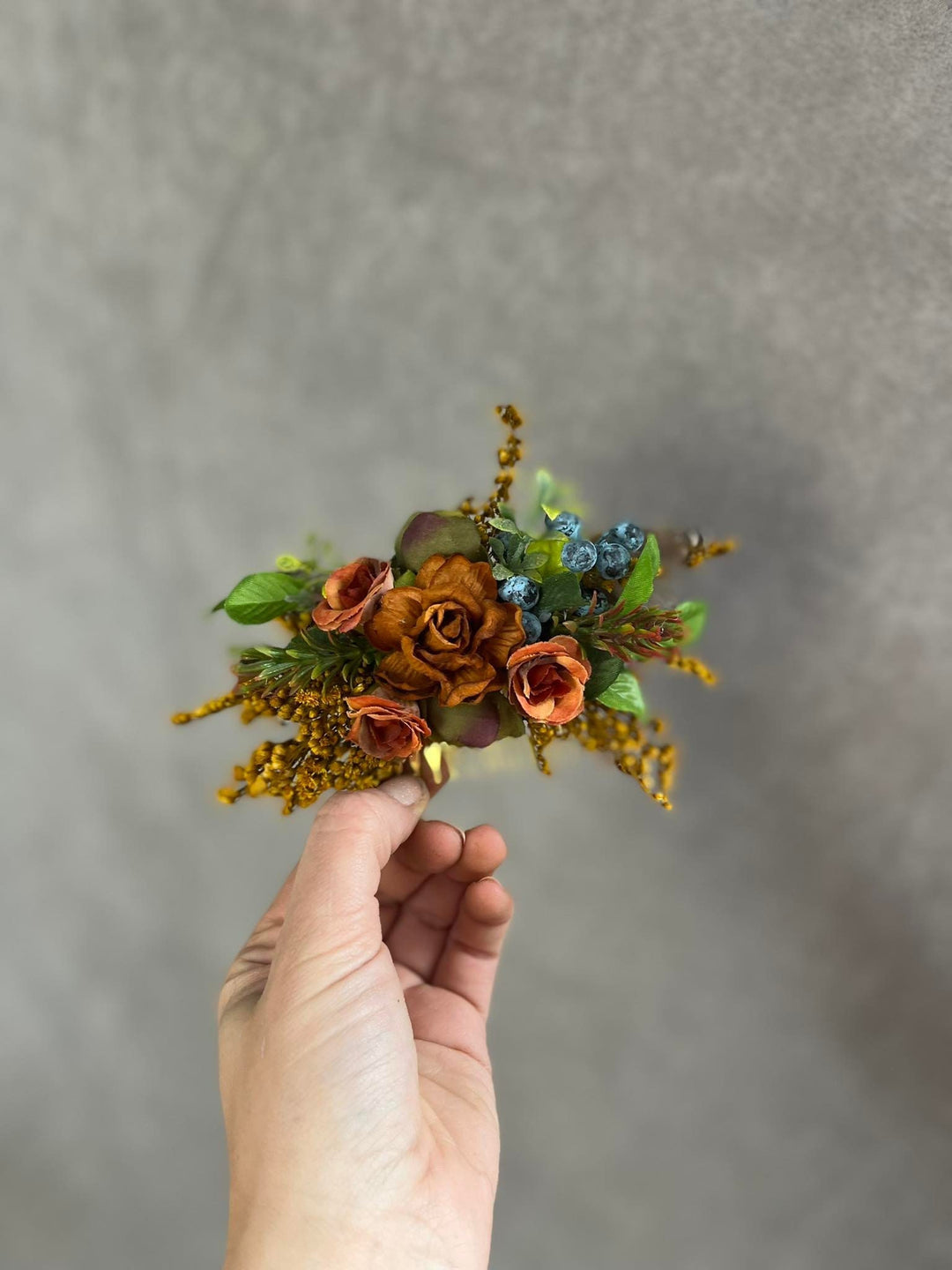 Autumn Flower Hair Comb: Woodland Wedding Bridal Accessory – handmade floral hair accessory by magaela