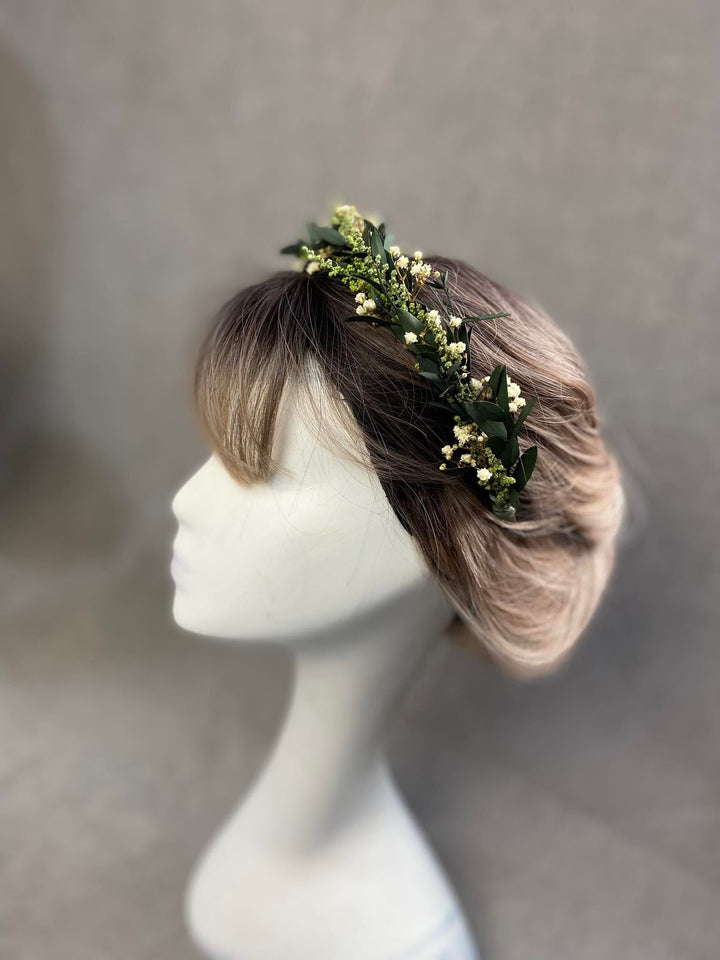 Eucalyptus Wedding Headband: Greenery Flower Crown, Baby's Breath – handmade floral hair accessory by magaela
