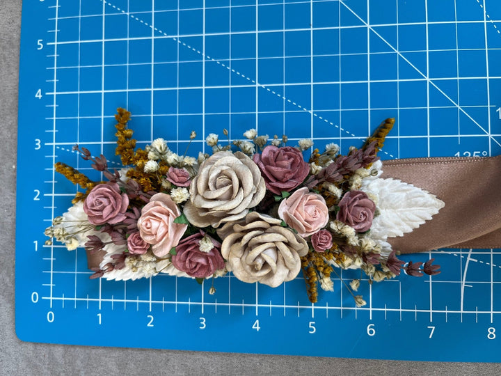 Dusty Pink Flower Belt: Romantic Wedding Dress Sash – handmade floral hair accessory by magaela