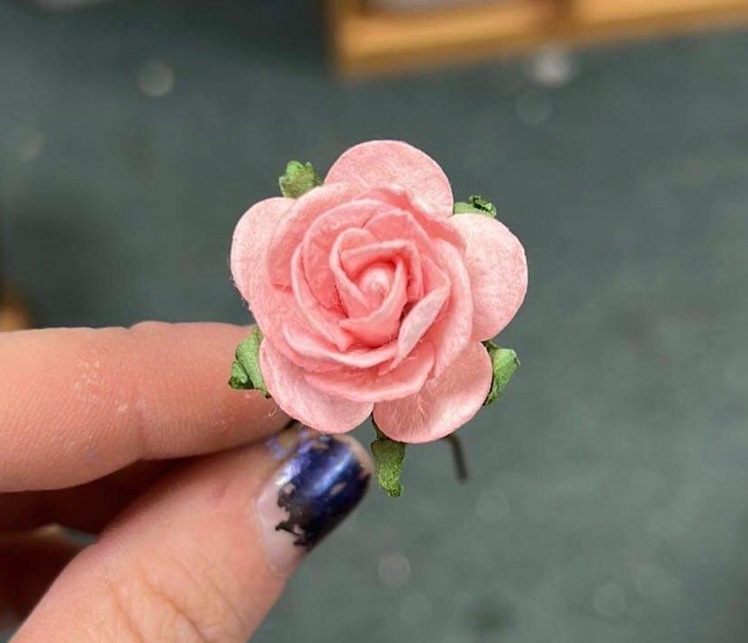 Blush Rose Hair Pins: Bridal Hair Accessories – handmade floral hair accessory by magaela