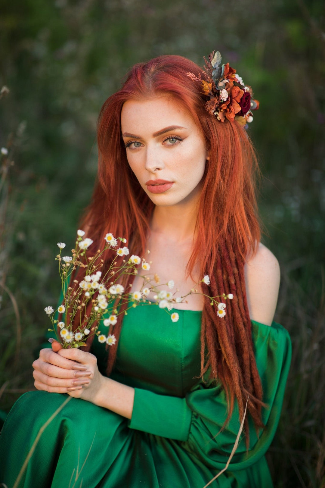 Burnt Orange Floral Hair Comb: Autumn Wedding Bridal Accessory – handmade floral hair accessory by magaela