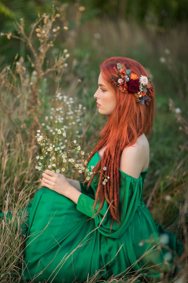 Burnt Orange Floral Hair Comb: Autumn Wedding Bridal Accessory – handmade floral hair accessory by magaela