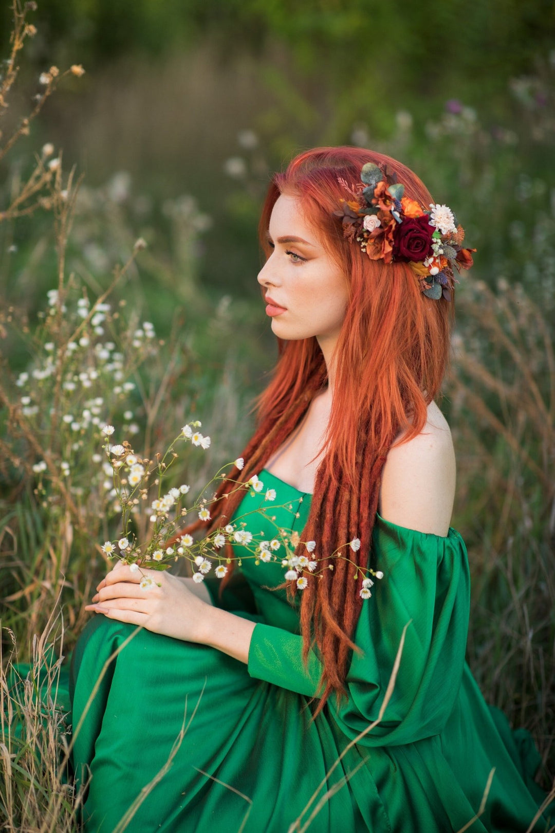 Burnt Orange Floral Hair Comb: Autumn Wedding Bridal Accessory – handmade floral hair accessory by magaela