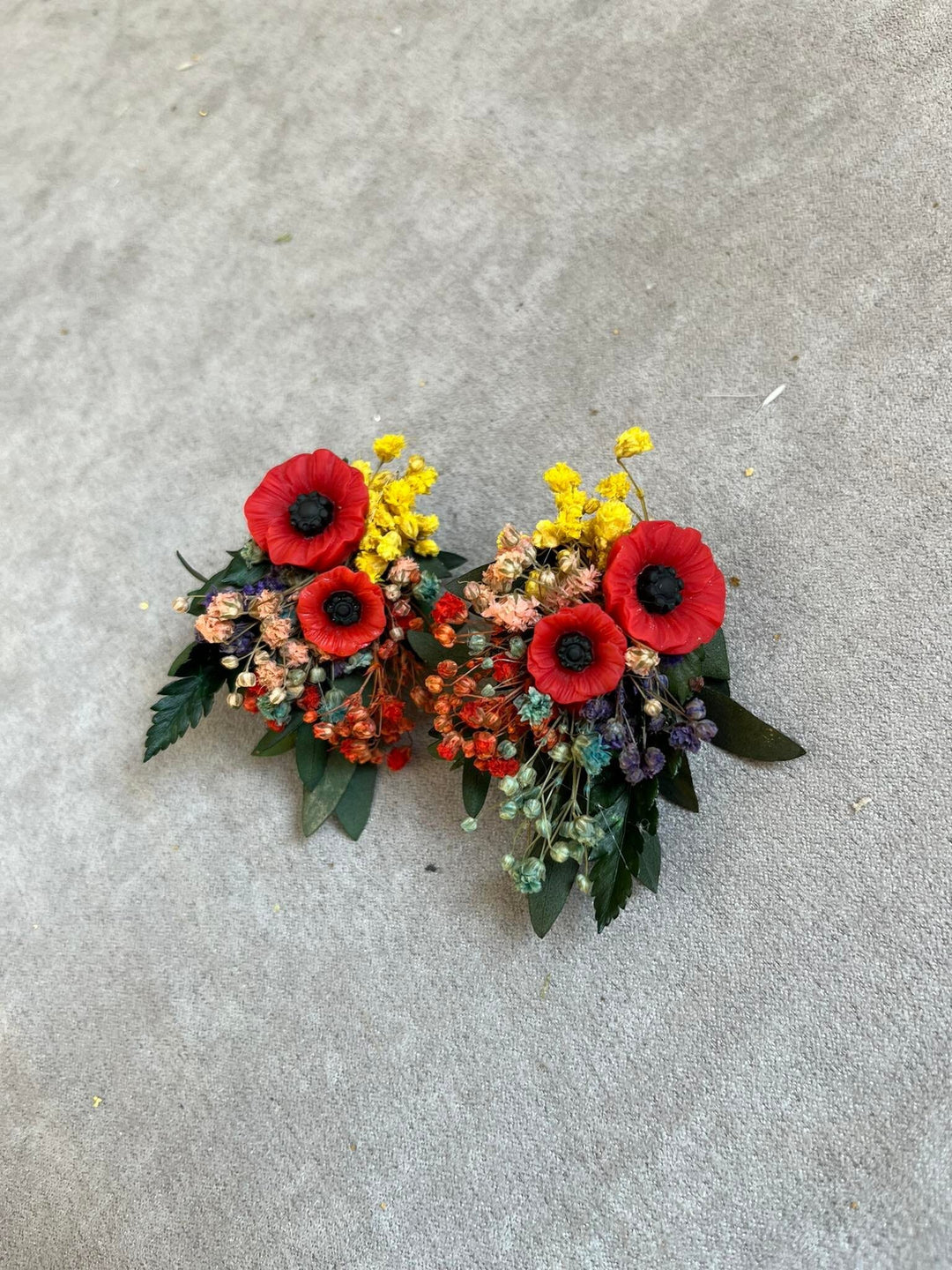 Poppy Flower Hair Comb: Folk Wedding Bridal Accessory – handmade floral hair accessory by magaela