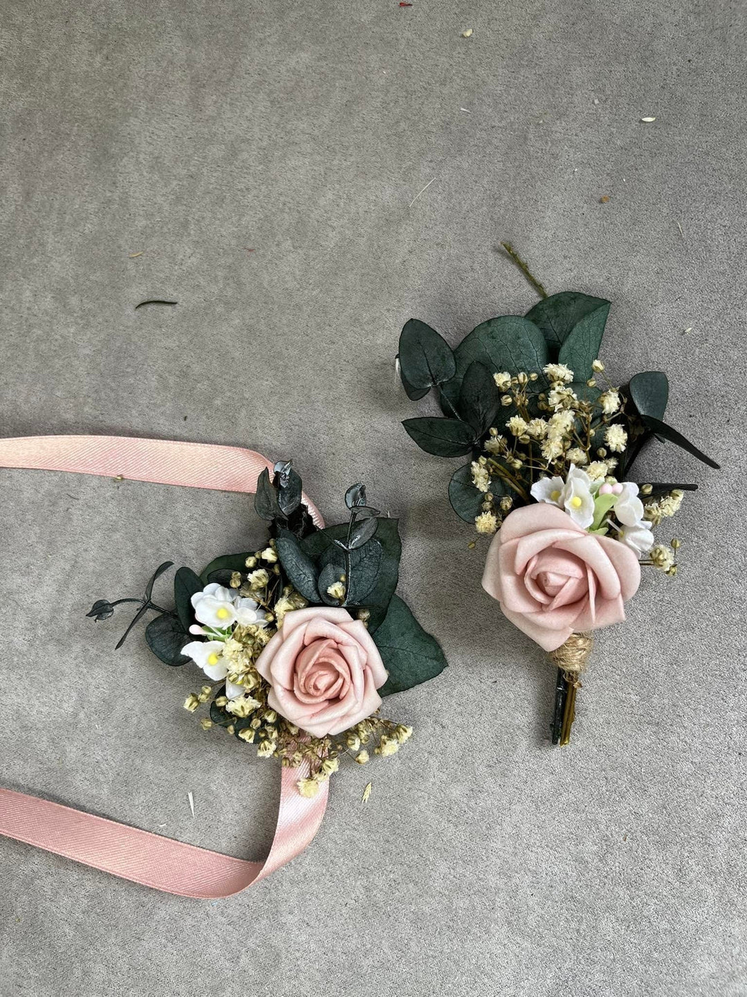 Dusty Pink Rose Boutonniere: Romantic Wedding Groomsmen Accessory – handmade floral hair accessory by magaela