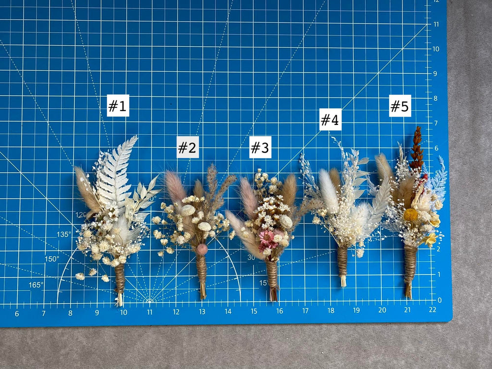 Boho Dried Flower Boutonniere: Pampas Grass Wedding Corsage – handmade floral hair accessory by magaela