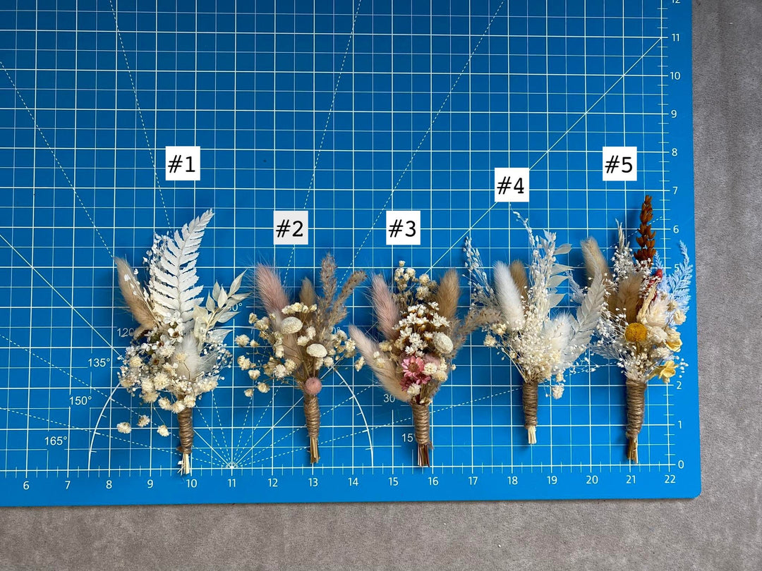 Boho Dried Flower Boutonniere: Pampas Grass Wedding Corsage – handmade floral hair accessory by magaela