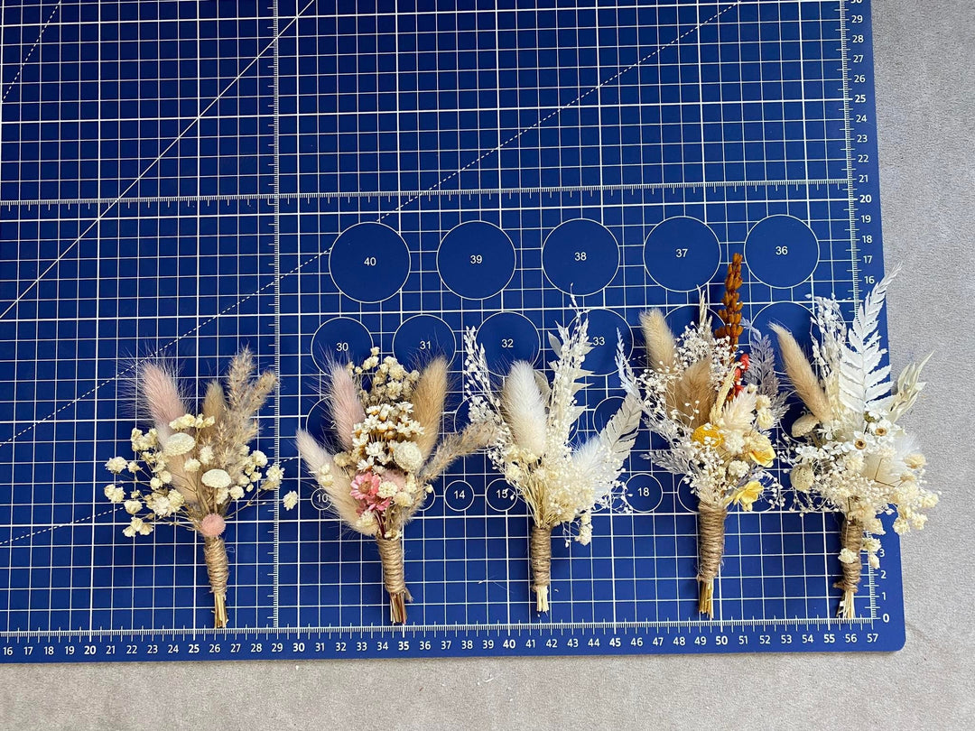 Boho Dried Flower Boutonniere: Pampas Grass Wedding Corsage – handmade floral hair accessory by magaela