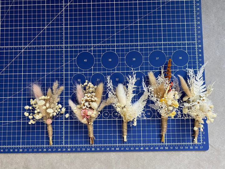 Boho Dried Flower Boutonniere: Pampas Grass Wedding Corsage – handmade floral hair accessory by magaela