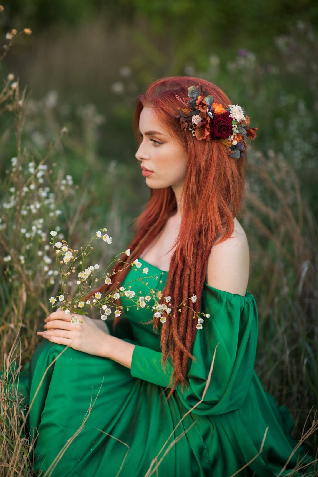 Burnt Orange Floral Hair Comb: Autumn Wedding Bridal Accessory – handmade floral hair accessory by magaela
