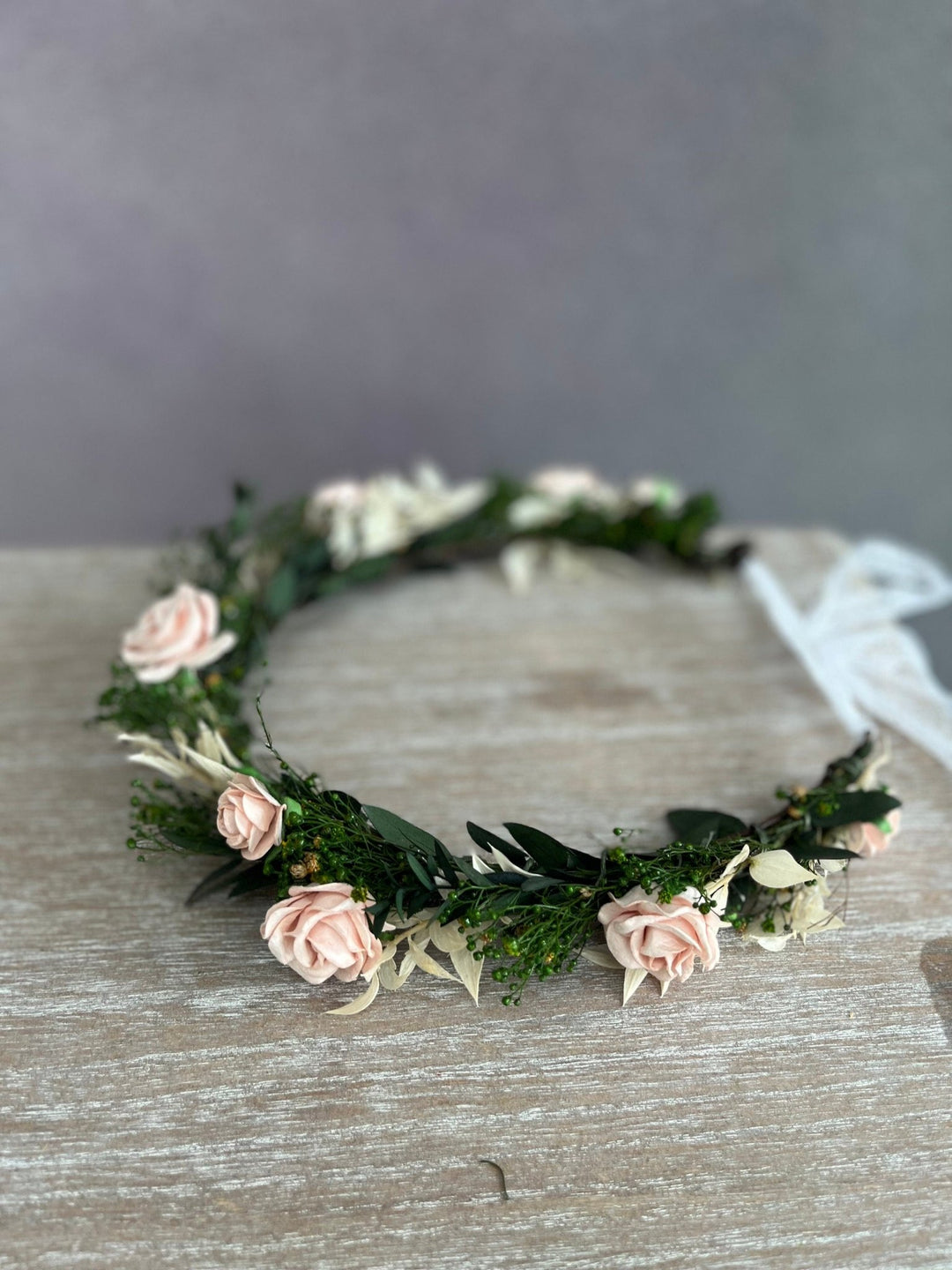 Blush Rose Wedding Hair Wreath: Romantic Bridal Flower Crown – handmade floral hair accessory by magaela