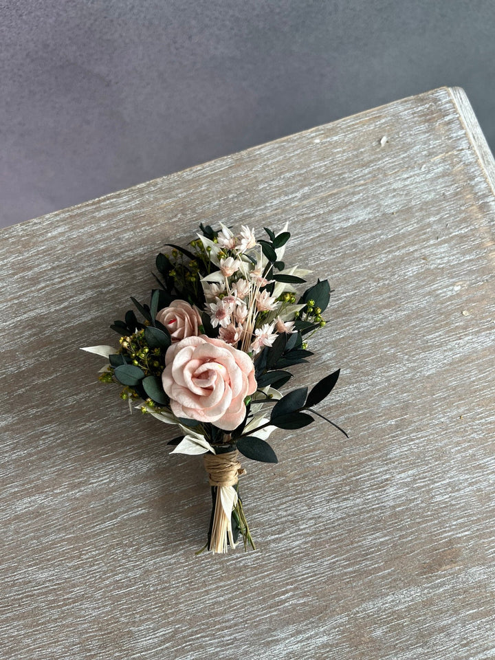 Blush Rose Boutonniere: Romantic Wedding Groom Accessory – handmade floral hair accessory by magaela