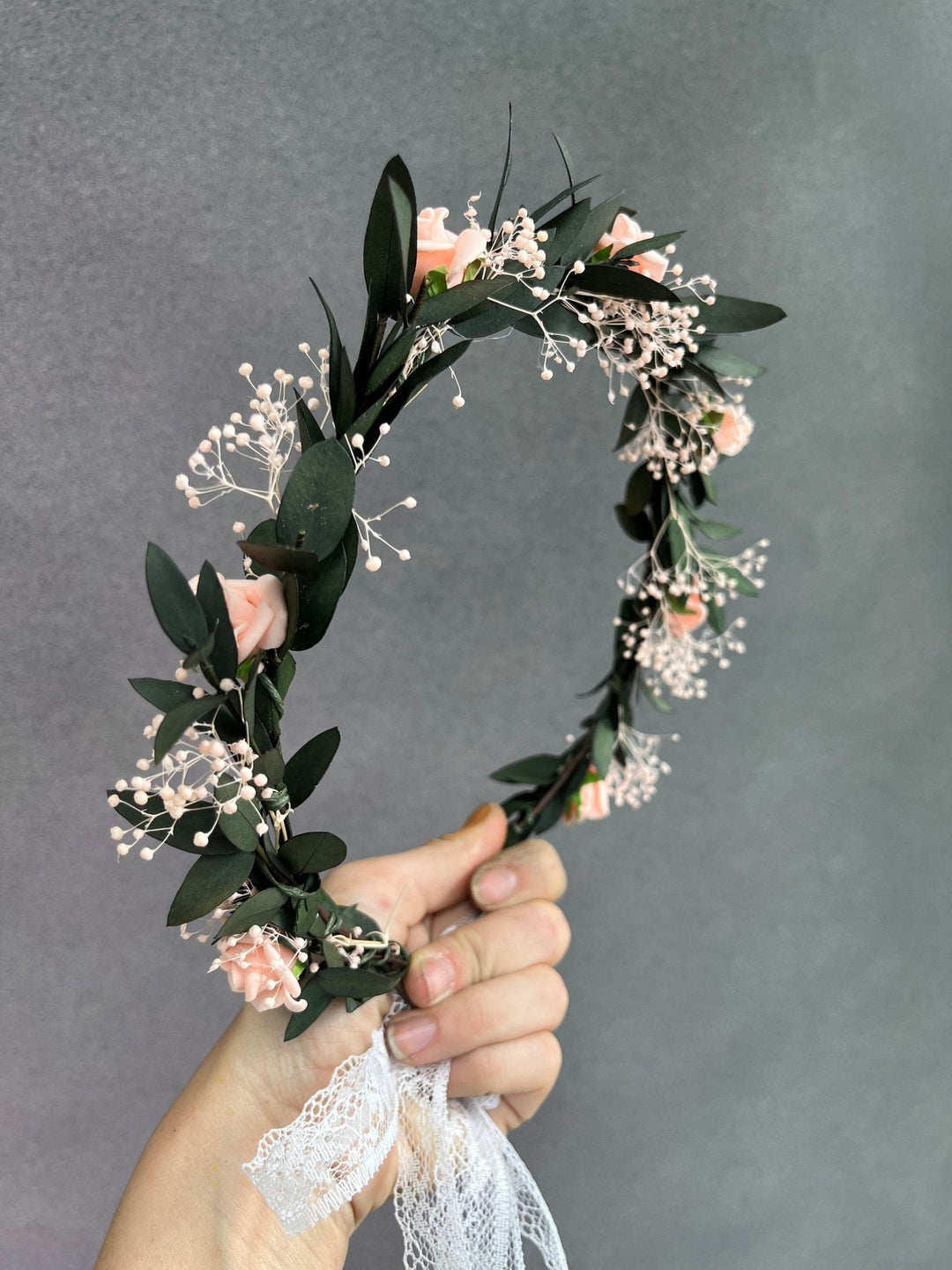 Blush Rose Flower Crown: Romantic Wedding Hair Wreath – handmade floral hair accessory by magaela