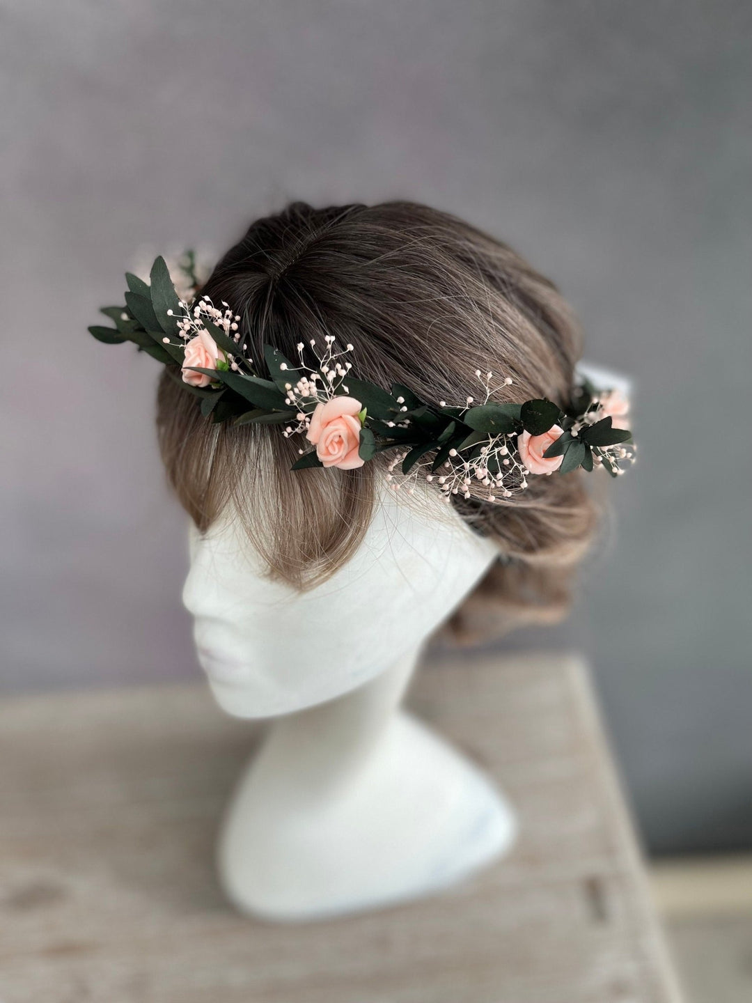 Blush Rose Flower Crown: Romantic Wedding Hair Wreath – handmade floral hair accessory by magaela