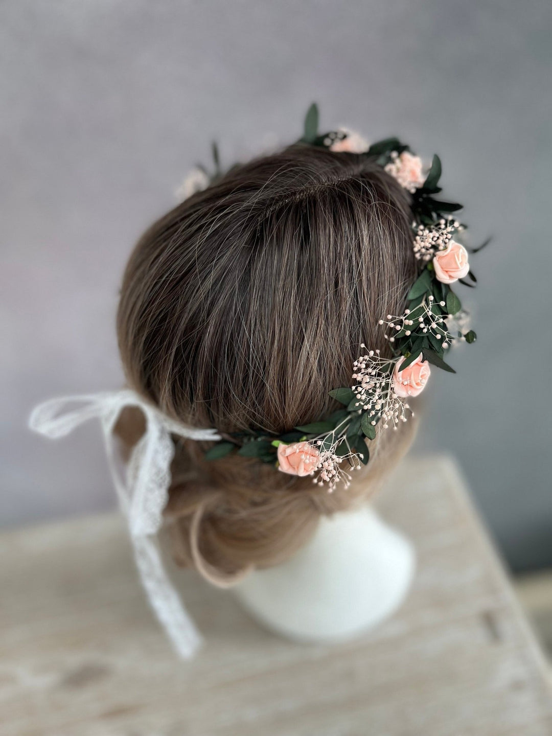 Blush Rose Flower Crown: Romantic Wedding Hair Wreath – handmade floral hair accessory by magaela