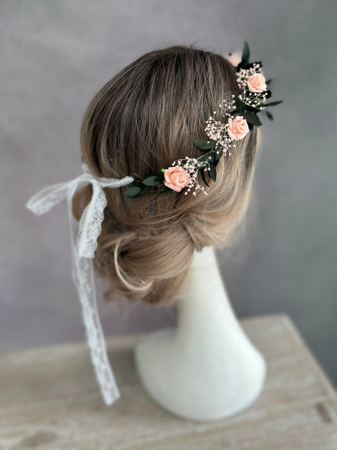 Blush Rose Flower Crown: Romantic Wedding Hair Wreath – handmade floral hair accessory by magaela