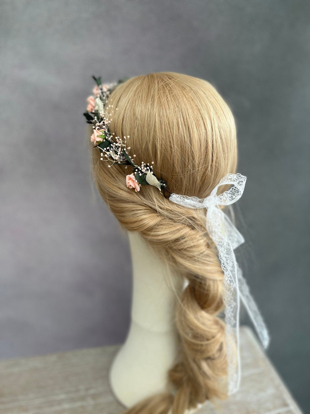 Blush Rose Wedding Crown: Romantic Bridal Hair Wreath – handmade floral hair accessory by magaela