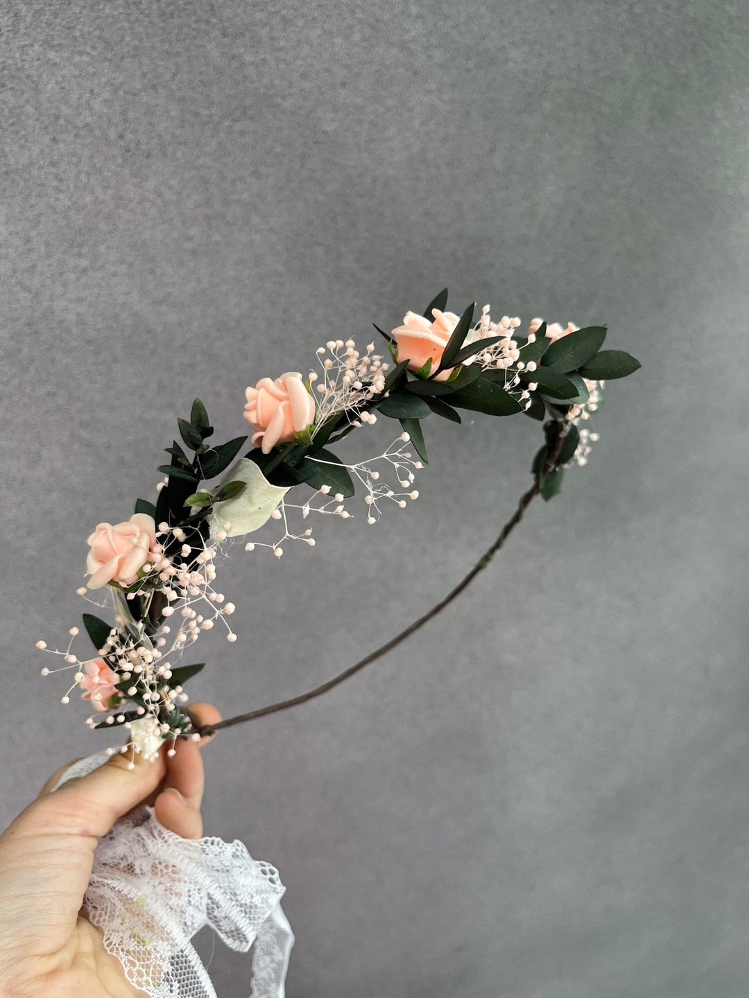 Blush Rose Wedding Crown: Romantic Bridal Hair Wreath – handmade floral hair accessory by magaela