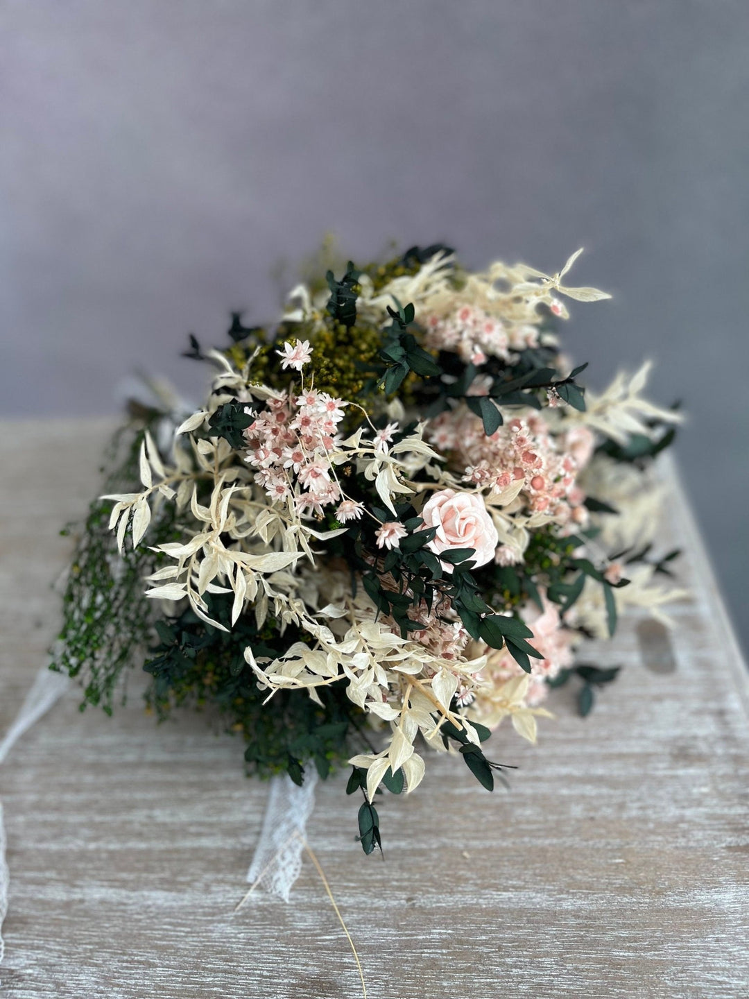 Blush Rose Wedding Bouquet: Romantic Bridal Accessories, Natural Greenery – handmade floral hair accessory by magaela