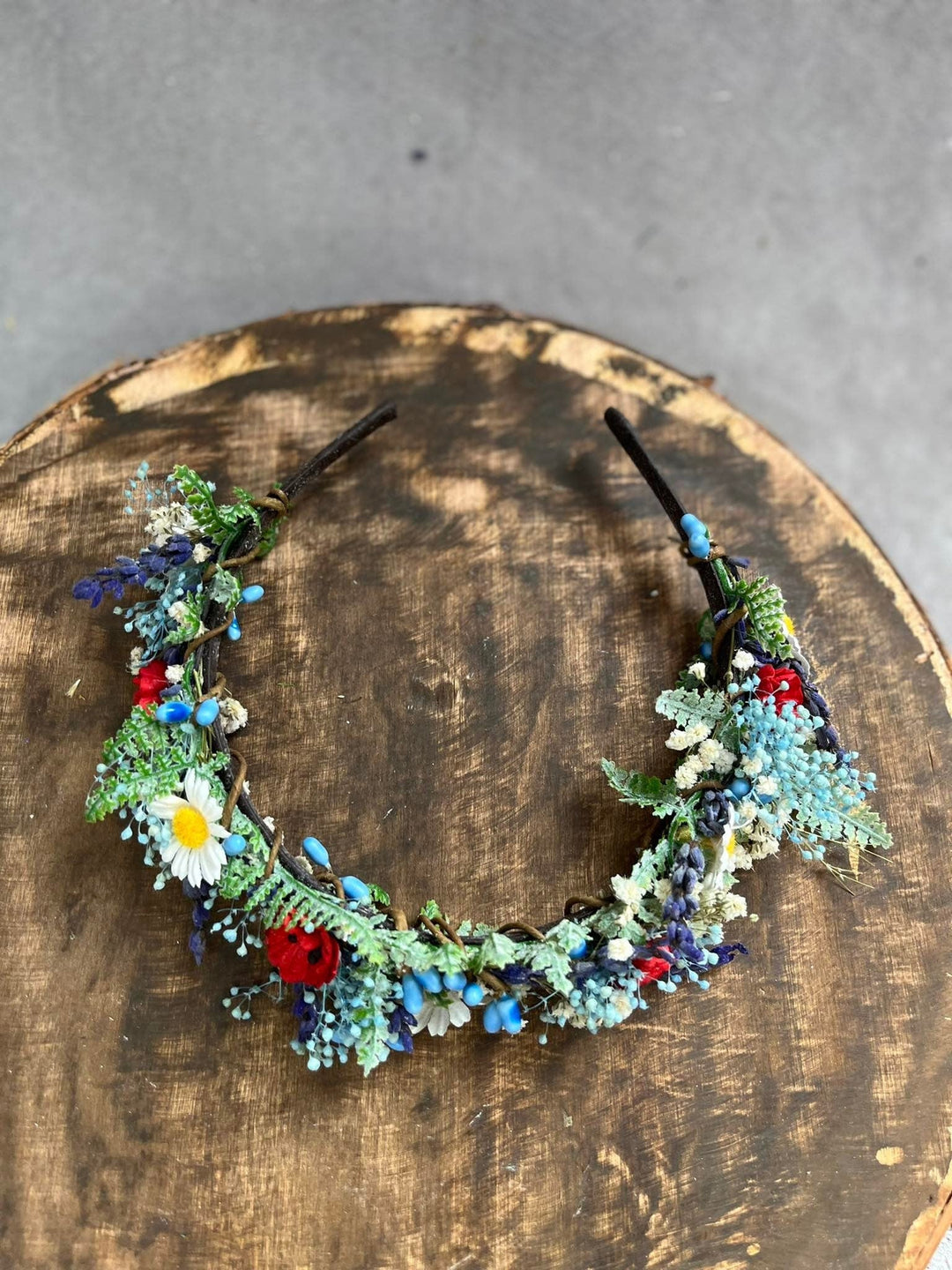 Blue Flower Headband: Meadow Wedding Hair Accessory – handmade floral hair accessory by magaela