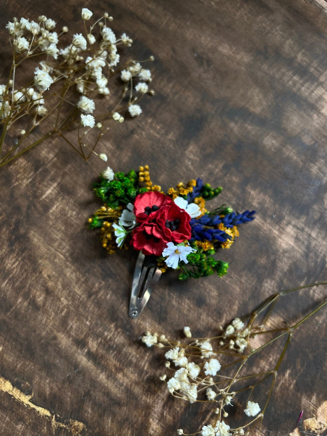 Poppy Flower Hair Clip: Bridal Flower Girl Accessory – handmade floral hair accessory by magaela