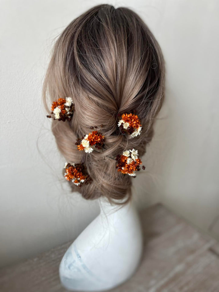 Fall Dried Flower Hairpins: Autumn Wedding Hair Accessories – handmade floral hair accessory by magaela