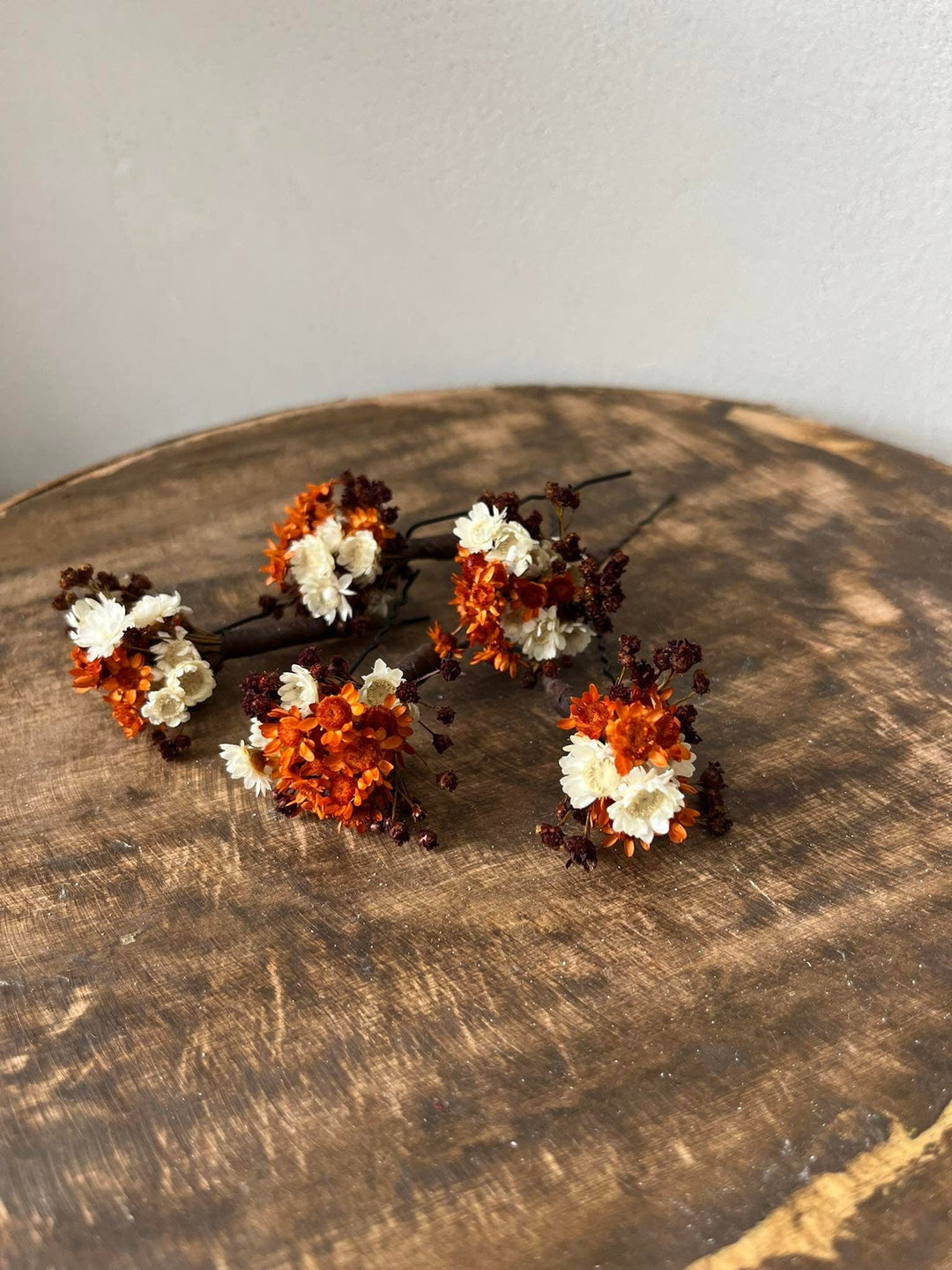 Fall Dried Flower Hairpins: Autumn Wedding Hair Accessories – handmade floral hair accessory by magaela