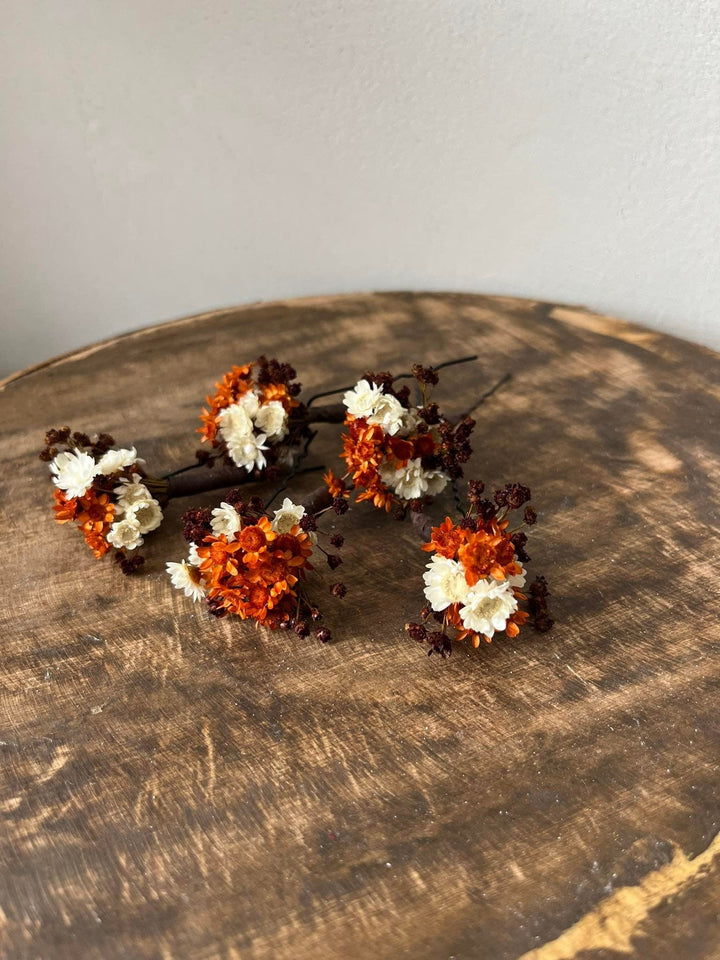Fall Dried Flower Hairpins: Autumn Wedding Hair Accessories – handmade floral hair accessory by magaela