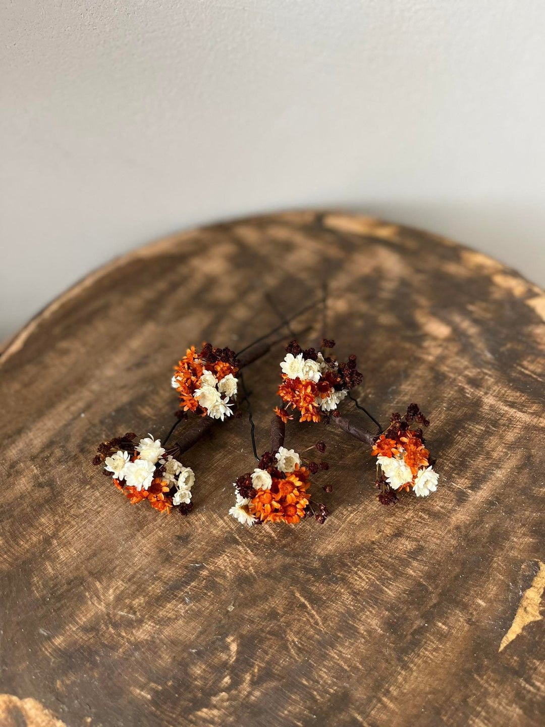 Fall Dried Flower Hairpins: Autumn Wedding Hair Accessories – handmade floral hair accessory by magaela