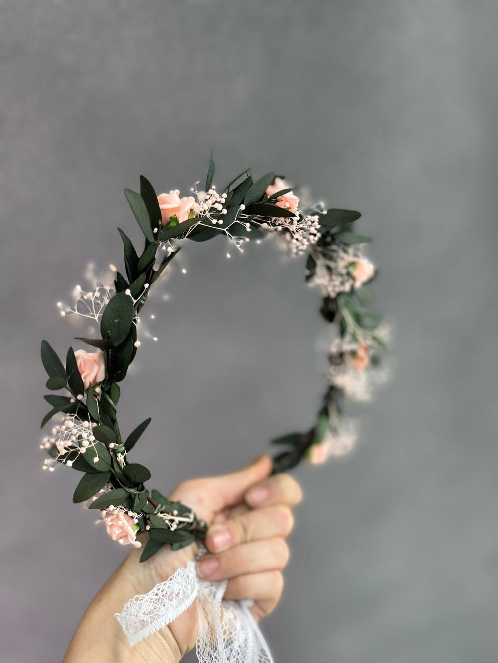Blush Rose Flower Crown: Romantic Wedding Hair Wreath – handmade floral hair accessory by magaela