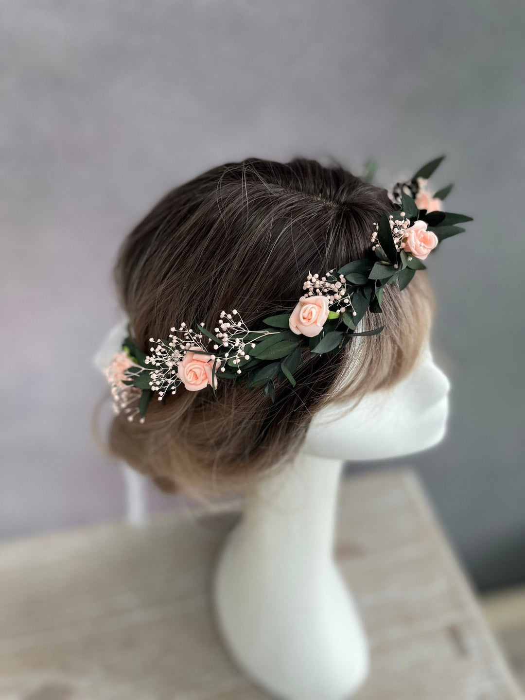 Blush Rose Flower Crown: Romantic Wedding Hair Wreath – handmade floral hair accessory by magaela