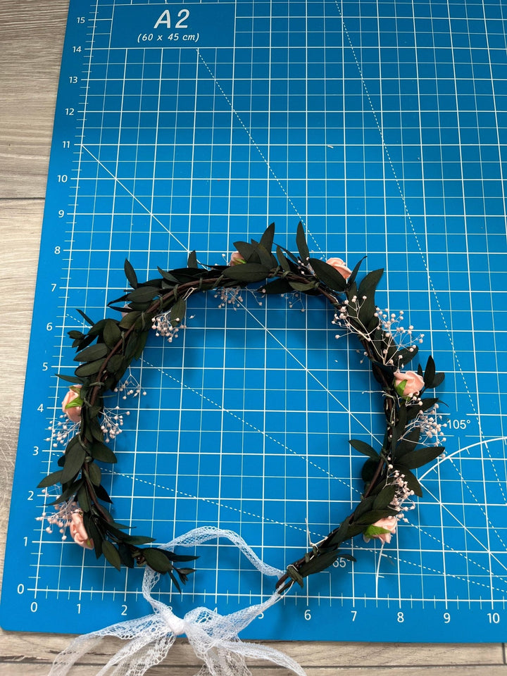 Blush Rose Flower Crown: Romantic Wedding Hair Wreath – handmade floral hair accessory by magaela