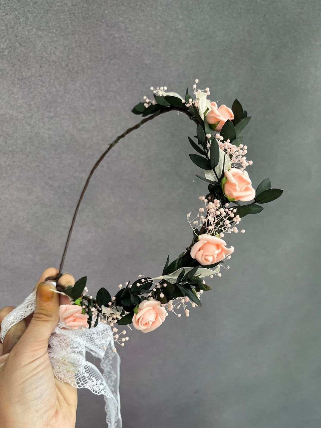 Blush Rose Wedding Crown: Romantic Bridal Hair Wreath – handmade floral hair accessory by magaela