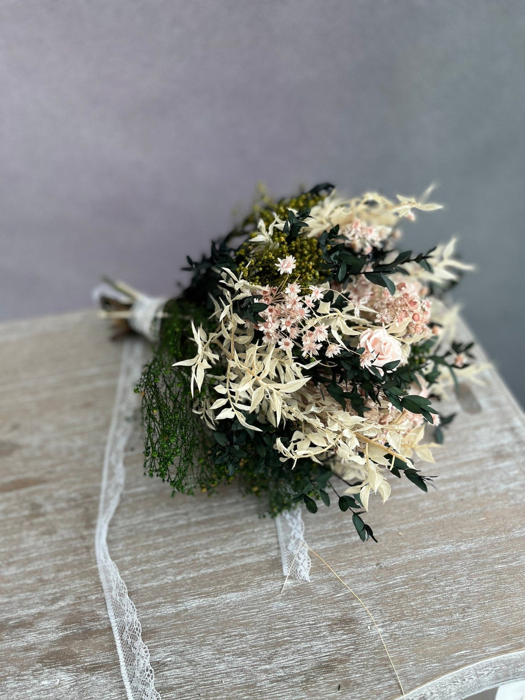 Blush Rose Wedding Bouquet: Romantic Bridal Accessories, Natural Greenery – handmade floral hair accessory by magaela