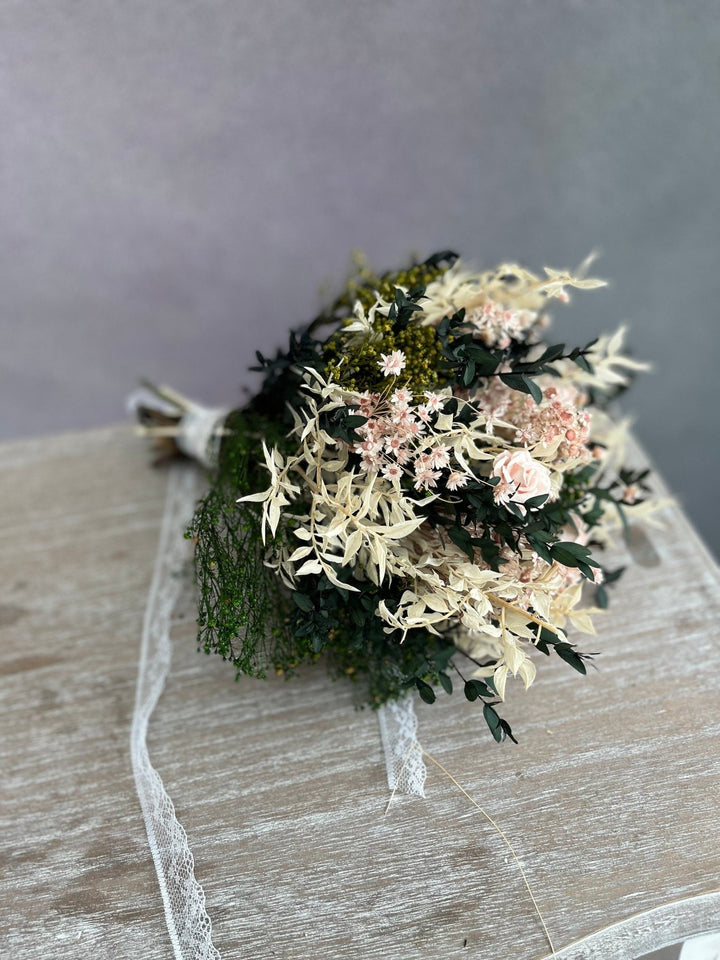 Blush Rose Wedding Bouquet: Romantic Bridal Accessories, Natural Greenery – handmade floral hair accessory by magaela