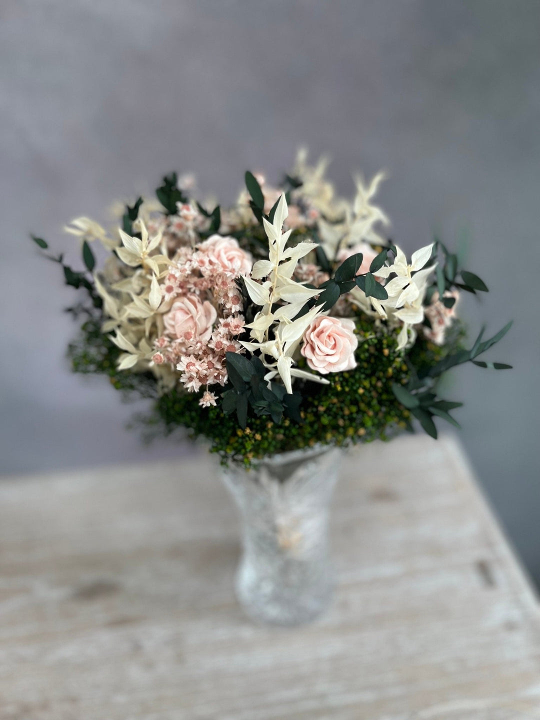 Blush Rose Wedding Bouquet: Romantic Bridal Accessories, Natural Greenery – handmade floral hair accessory by magaela