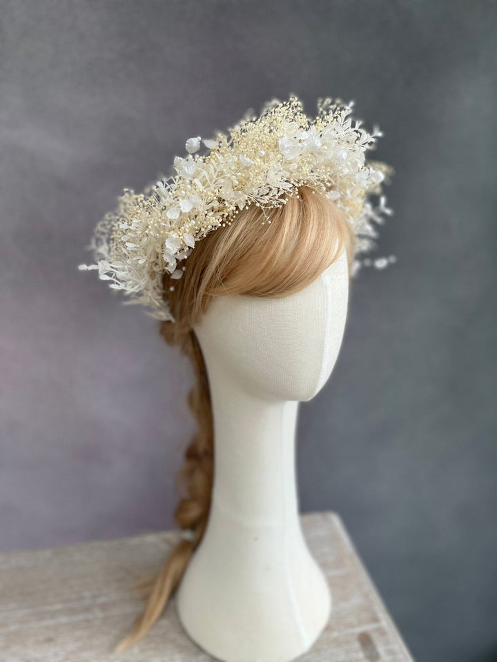 Bridal Pearl Flower Crown: Ivory Wedding Hair Wreath – handmade floral hair accessory by magaela