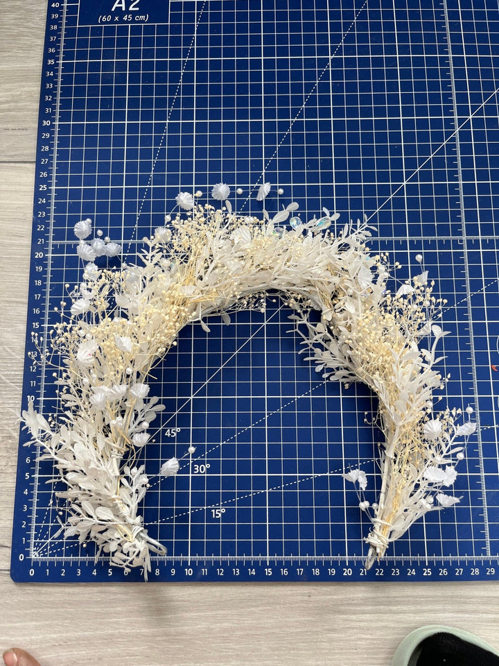 Bridal Pearl Flower Crown: Ivory Wedding Hair Wreath – handmade floral hair accessory by magaela