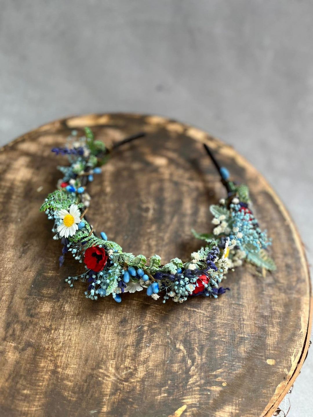 Blue Flower Headband: Meadow Wedding Hair Accessory – handmade floral hair accessory by magaela