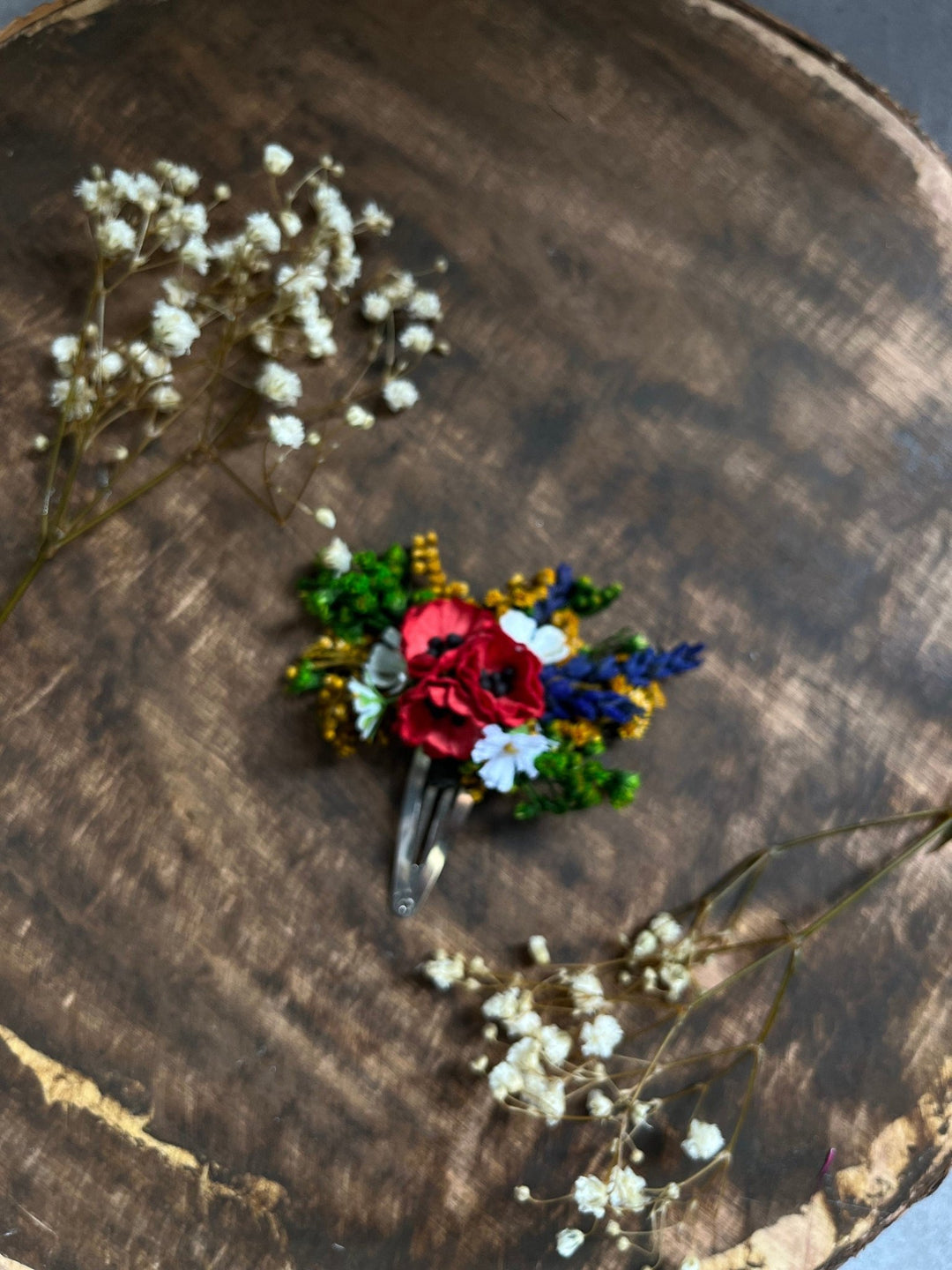 Poppy Flower Hair Clip: Bridal Flower Girl Accessory – handmade floral hair accessory by magaela