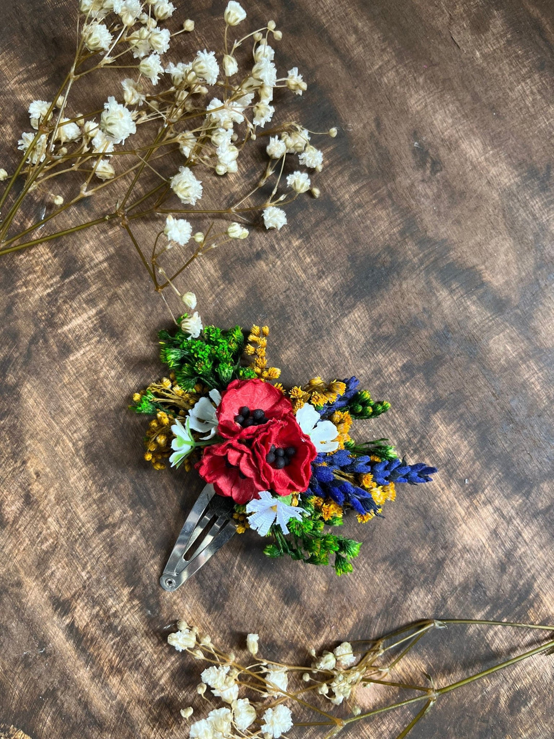 Poppy Flower Hair Clip: Bridal Flower Girl Accessory – handmade floral hair accessory by magaela