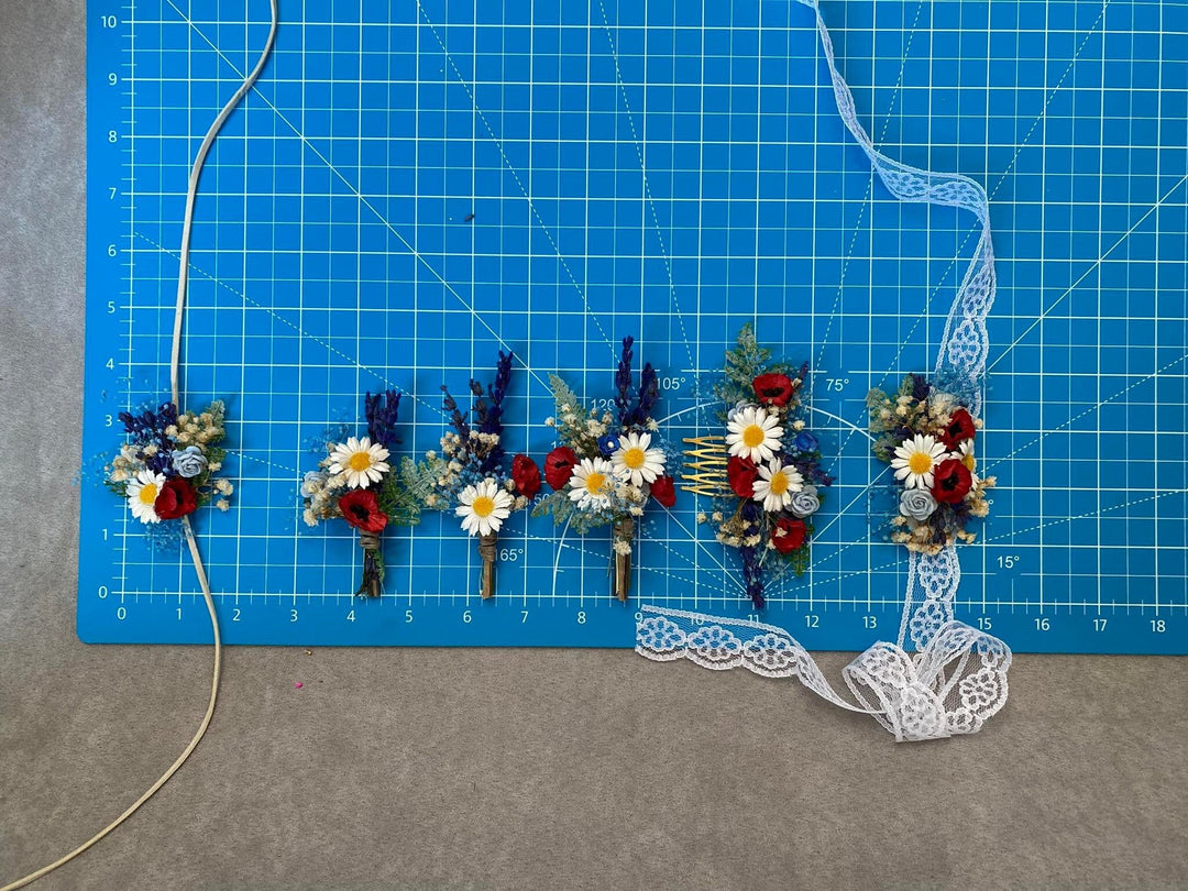 Meadow Flower Boutonniere: Folk Wedding Groom Corsage – handmade floral hair accessory by magaela