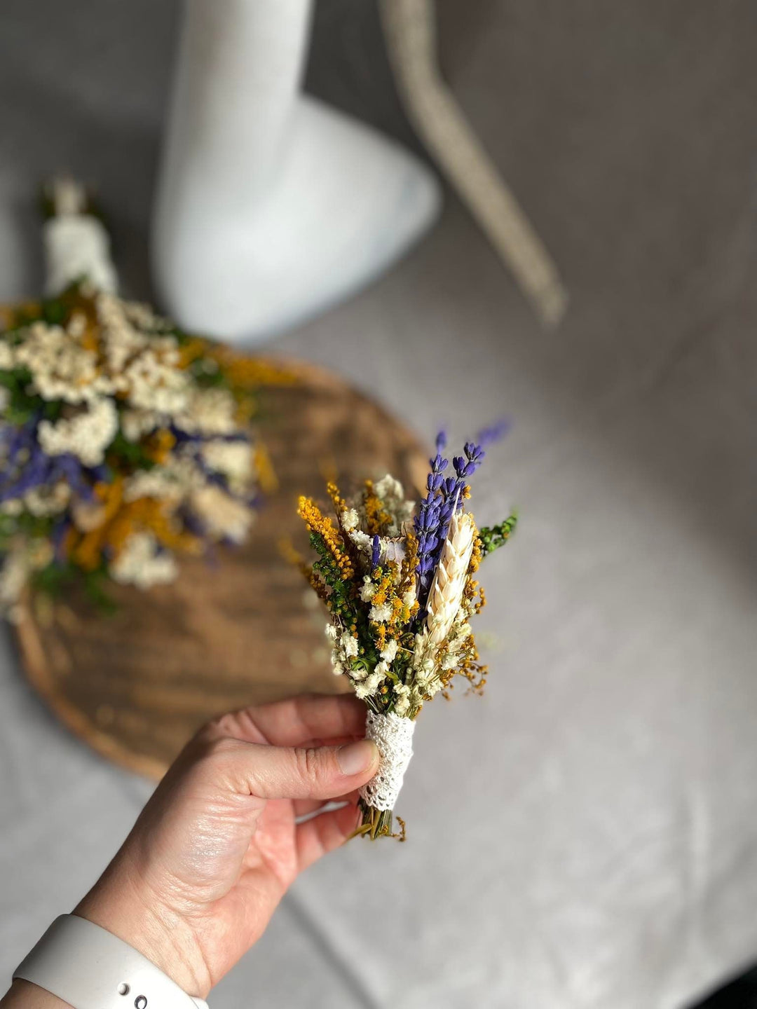 Natural Preserved Lavender Boutonniere: Rustic Groom Wedding Accessory – handmade floral hair accessory by magaela