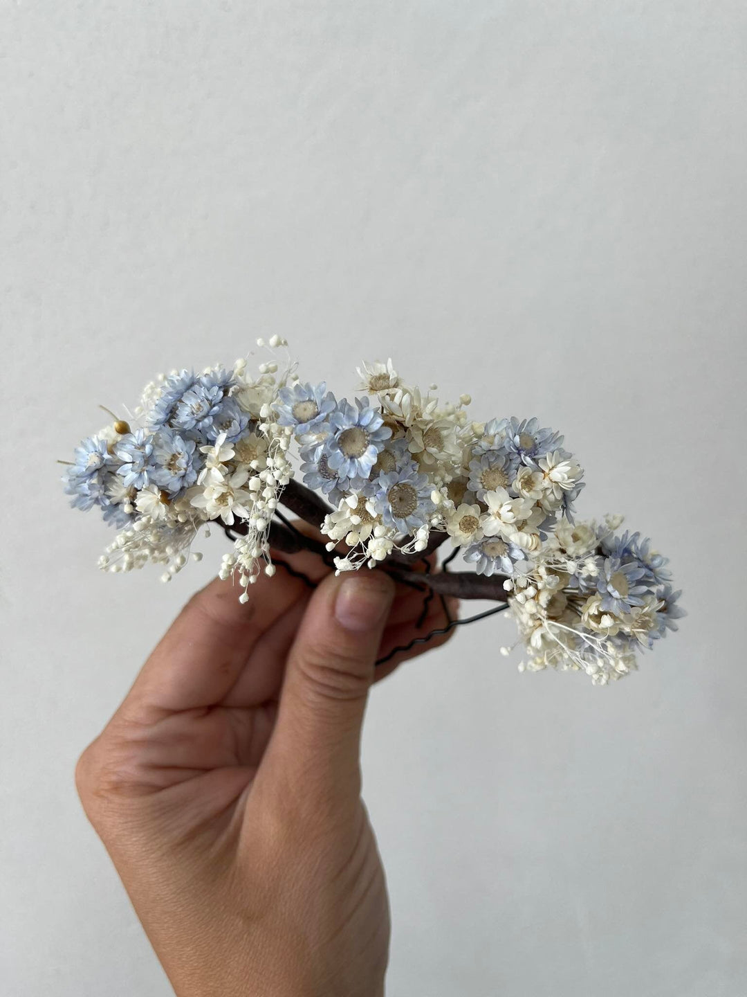 Blue & Ivory Dried Flower Hairpins: Wedding Bridal Hair Accessory – handmade floral hair accessory by magaela