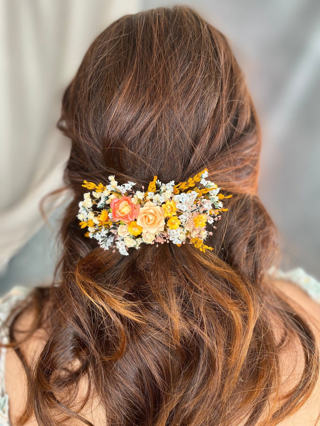 Yellow Flower Hair Clip: Bridal Autumn Wedding Headpiece – handmade floral hair accessory by magaela