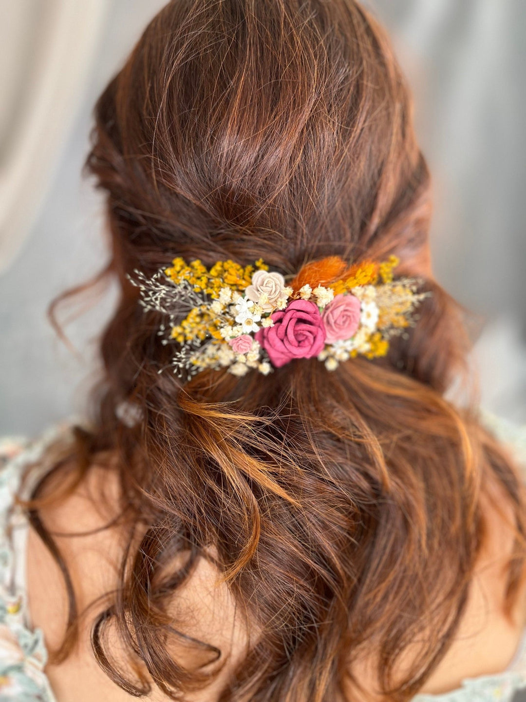 Pink Rose Hair Clip: Romantic Bridal Flower Barrette – handmade floral hair accessory by magaela