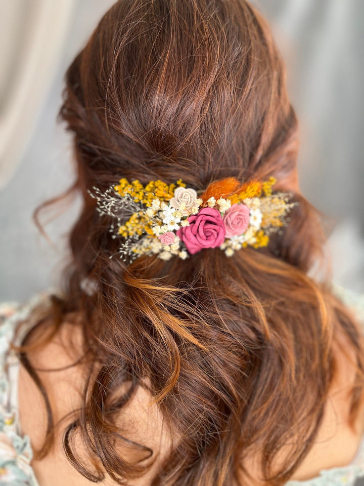 Pink Rose Hair Clip: Romantic Bridal Flower Barrette – handmade floral hair accessory by magaela