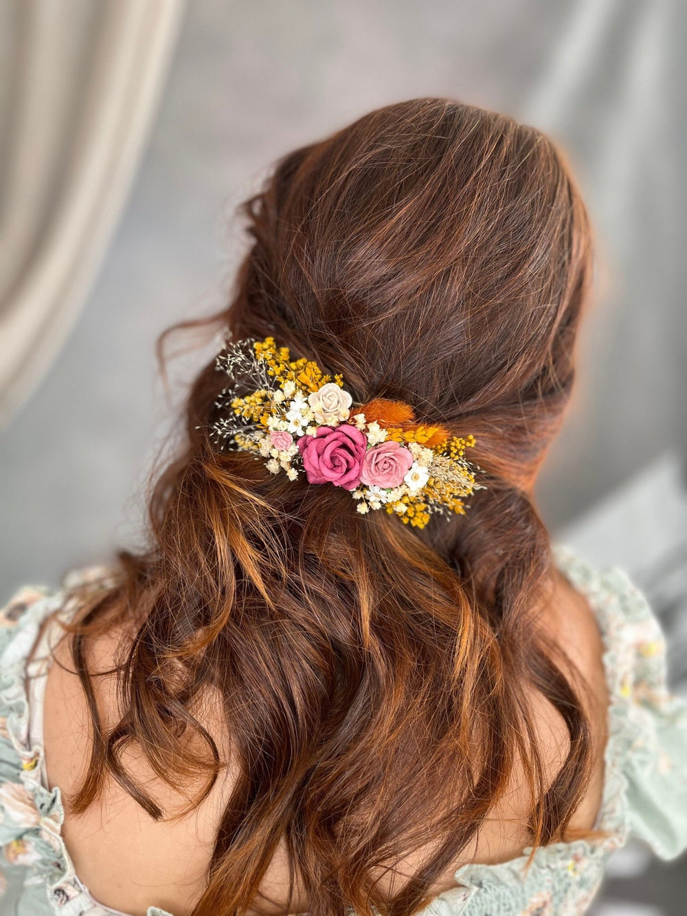 Pink Rose Hair Clip: Romantic Bridal Flower Barrette – handmade floral hair accessory by magaela