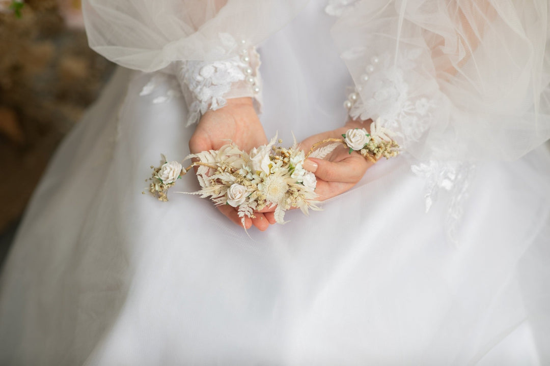 Ivory Rose Wedding Hair Vine: Bridal Flower Headpiece – handmade floral hair accessory by magaela